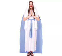 Disfraz de Virgen María con túnica y velo para mujer