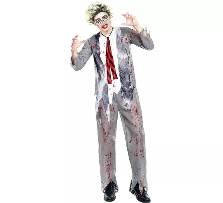 Disfraz de Zombie Colegial Gris para hombre