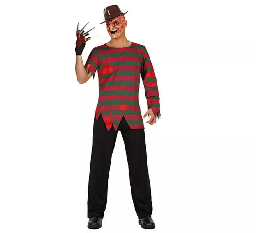 Translation missing: it.Disfraz del Asesino de Pesadilla a rayas para hombre