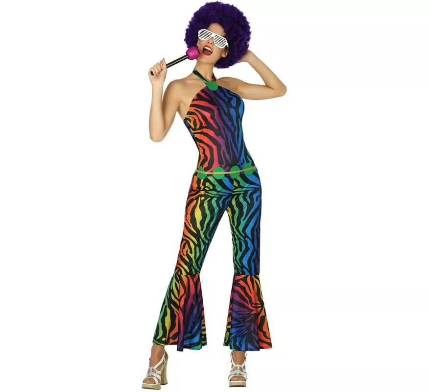 Translation missing: it.Disfraz Disco con estampado multicolor para mujer