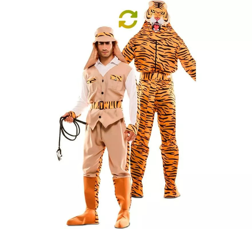 Disfraz Doble de Cazador y Tigre para adultos