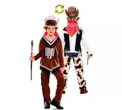 Costume doppio da indiano e cowboy per bambino
