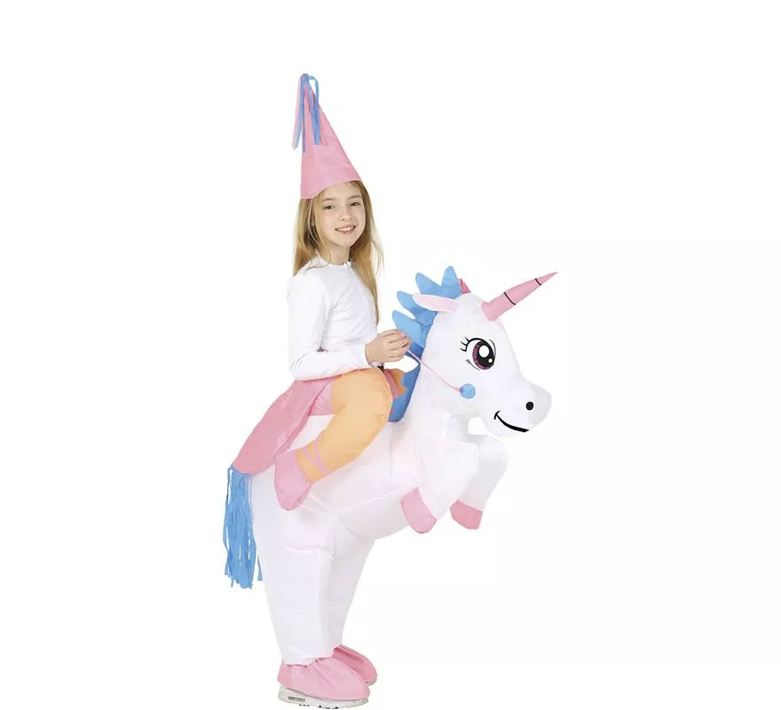 Translation missing: it.Disfraz Hinchable de Hada montando Unicornio para niña