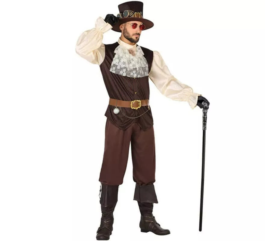 Translation missing: it.Disfraz Marrón Steampunk para hombre