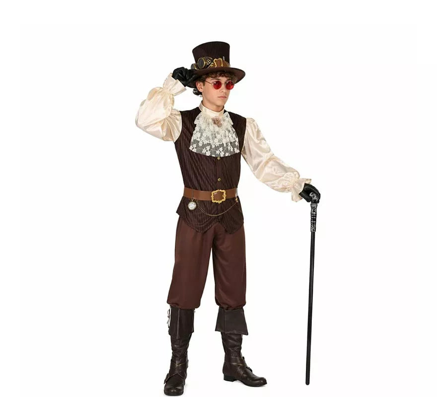 Translation missing: it.Disfraz Marrón Steampunk para hombre