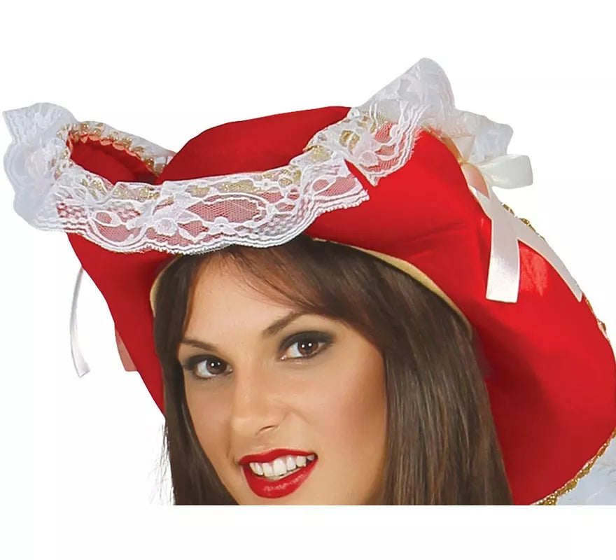 Translation missing: it.Disfraz Mosquetera Roja con Flor de Lis para Mujer