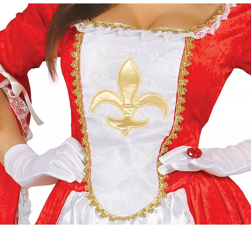 Translation missing: it.Disfraz Mosquetera Roja con Flor de Lis para Mujer