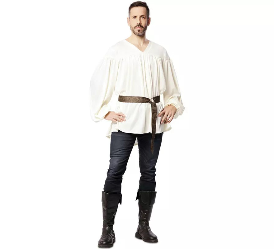 Translation missing: it.Disfraz o Camisa Medieval con cinturón para hombre
