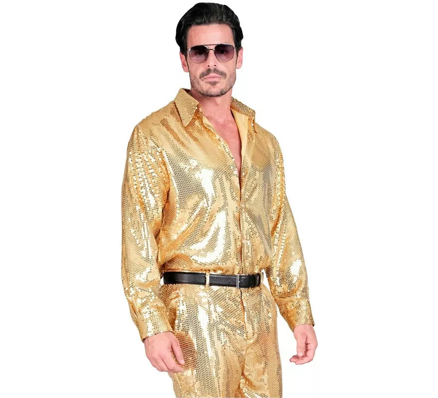 Translation missing: it.Disfraz o Camisa Moda dorado con lentejuelas para hombre