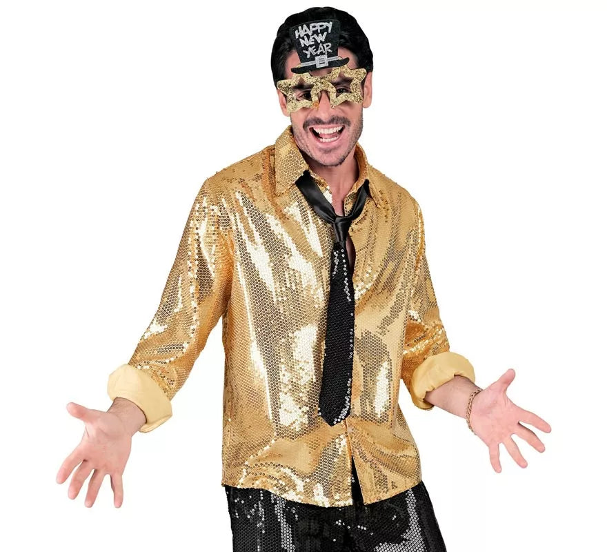 Translation missing: it.Disfraz o Camisa Moda dorado con lentejuelas para hombre