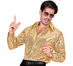 Costume moda oro o camicia con paillettes per uomo