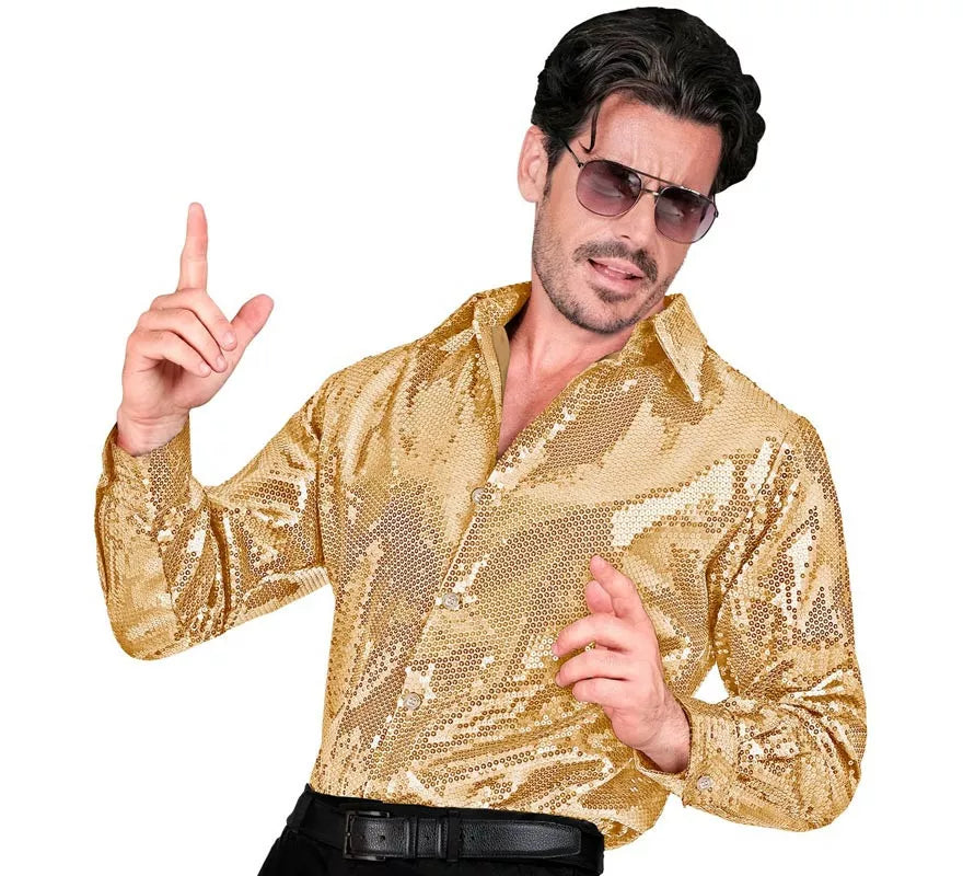 Translation missing: it.Disfraz o Camisa Moda dorado con lentejuelas para hombre