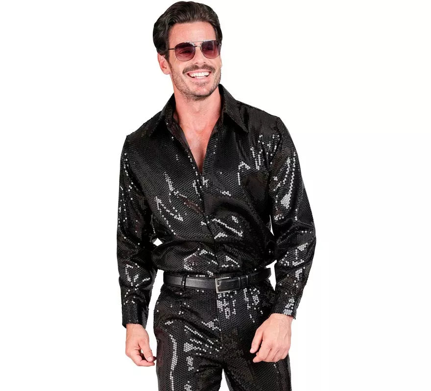Translation missing: it.Disfraz o Camisa Moda negro con lentejuelas para hombre