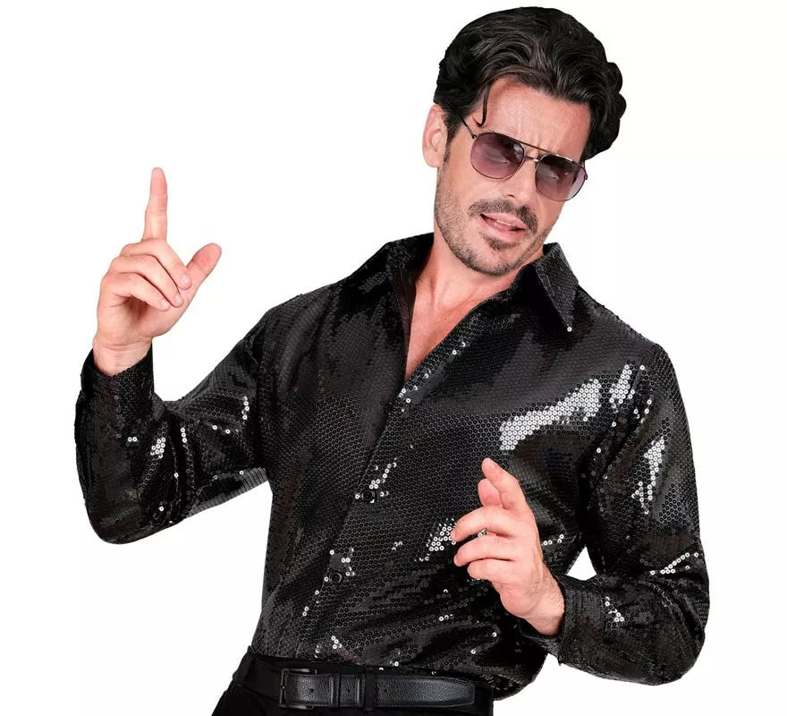 Translation missing: it.Disfraz o Camisa Moda negro con lentejuelas para hombre