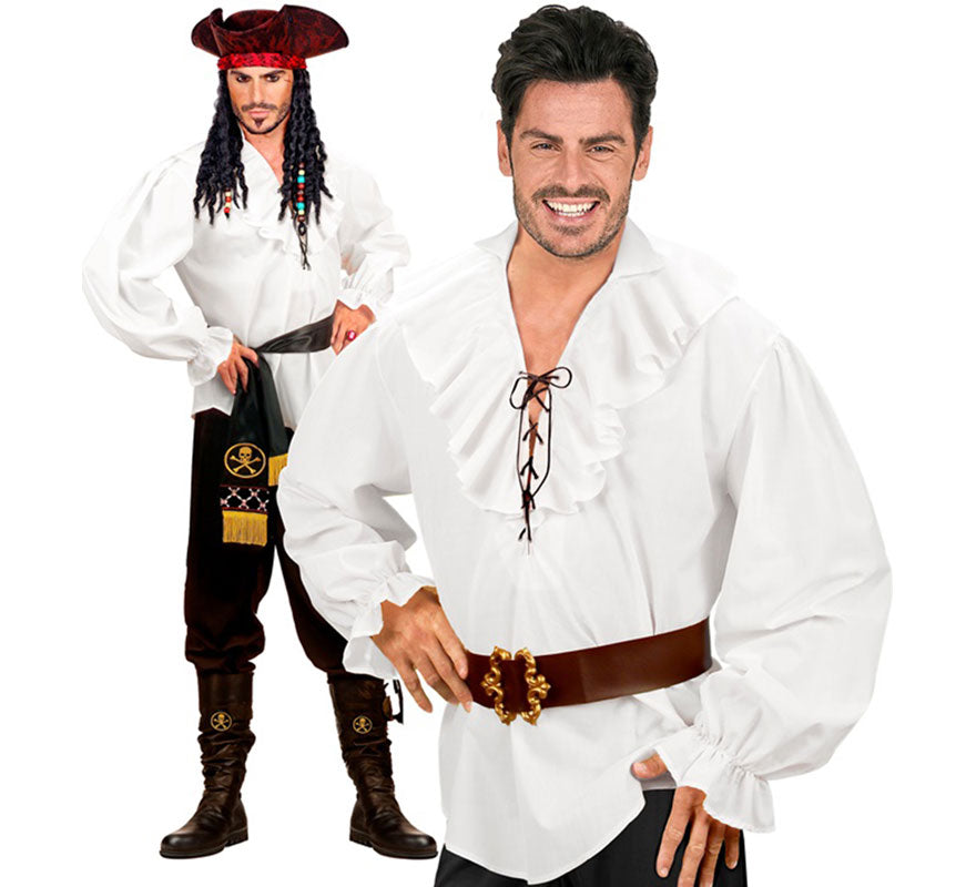 Translation missing: it.Disfraz o Camisa Pirata blanca para hombre