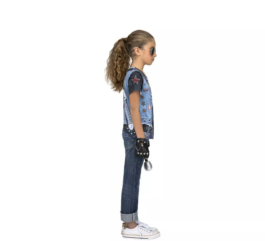 Translation missing: it.Camiseta disfraz de Rockera Esqueleto para niña