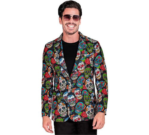 Chaqueta de Día de los Muertos multicolor para hombre