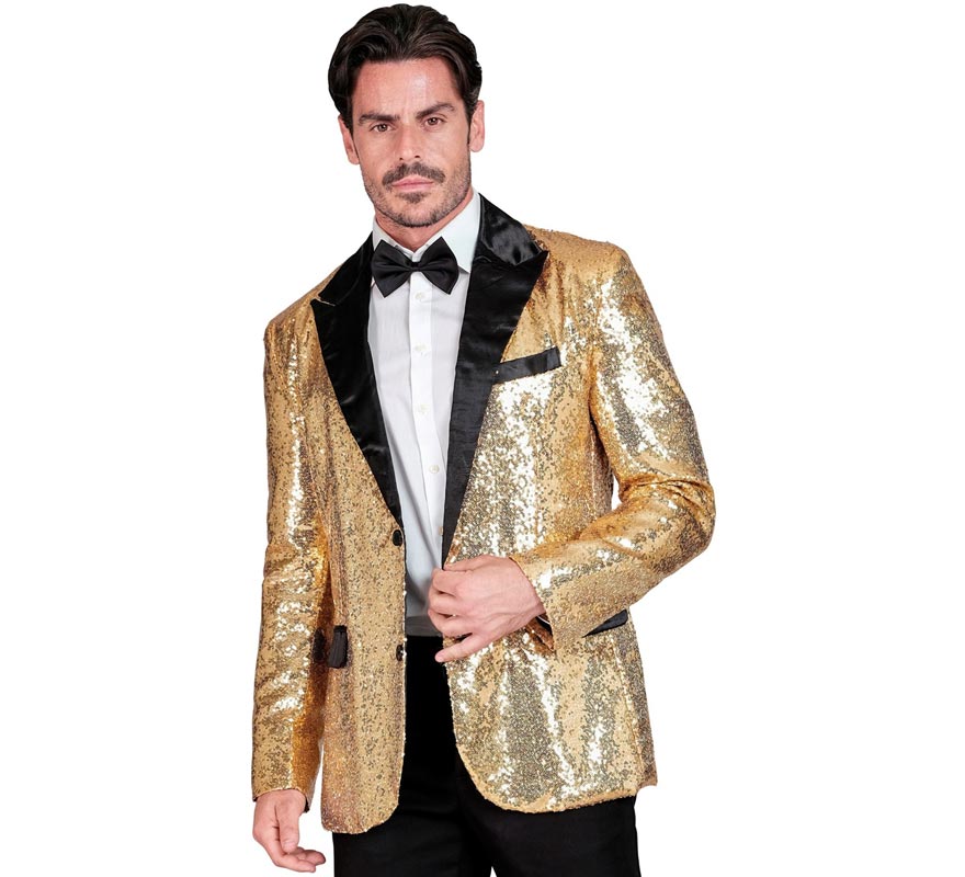 Translation missing: it.Chaqueta de Fiesta dorado y negro con lentejuelas para hombre