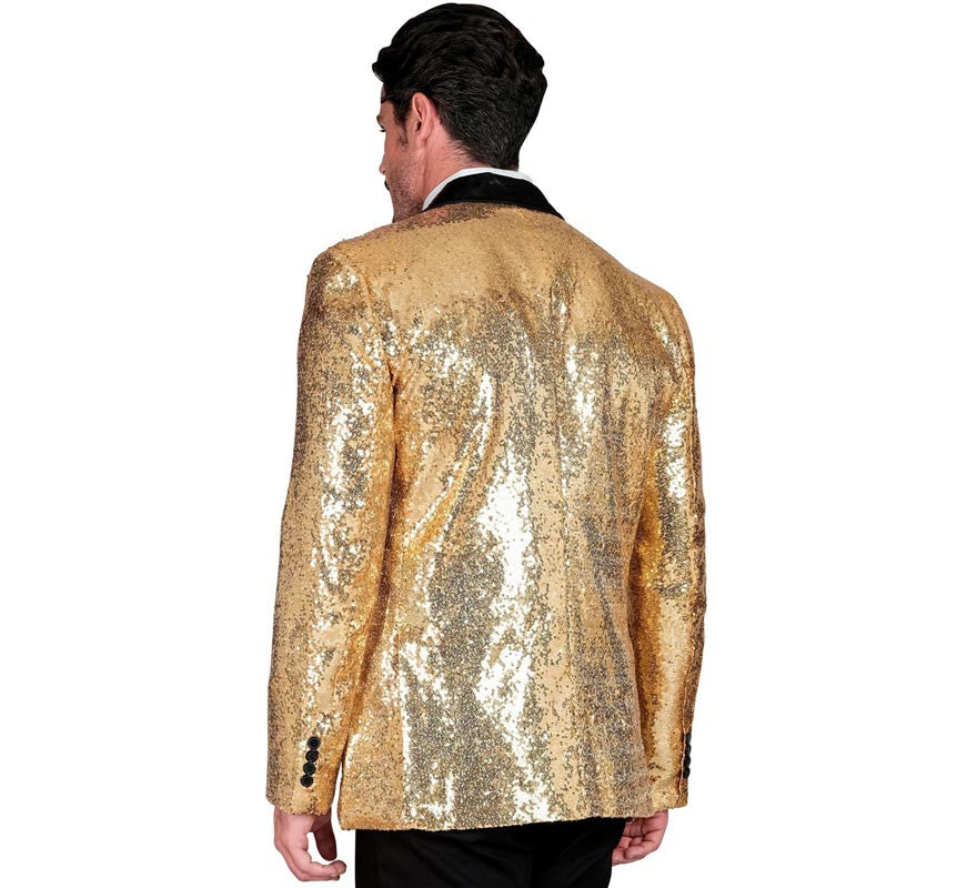 Translation missing: it.Chaqueta de Fiesta dorado y negro con lentejuelas para hombre