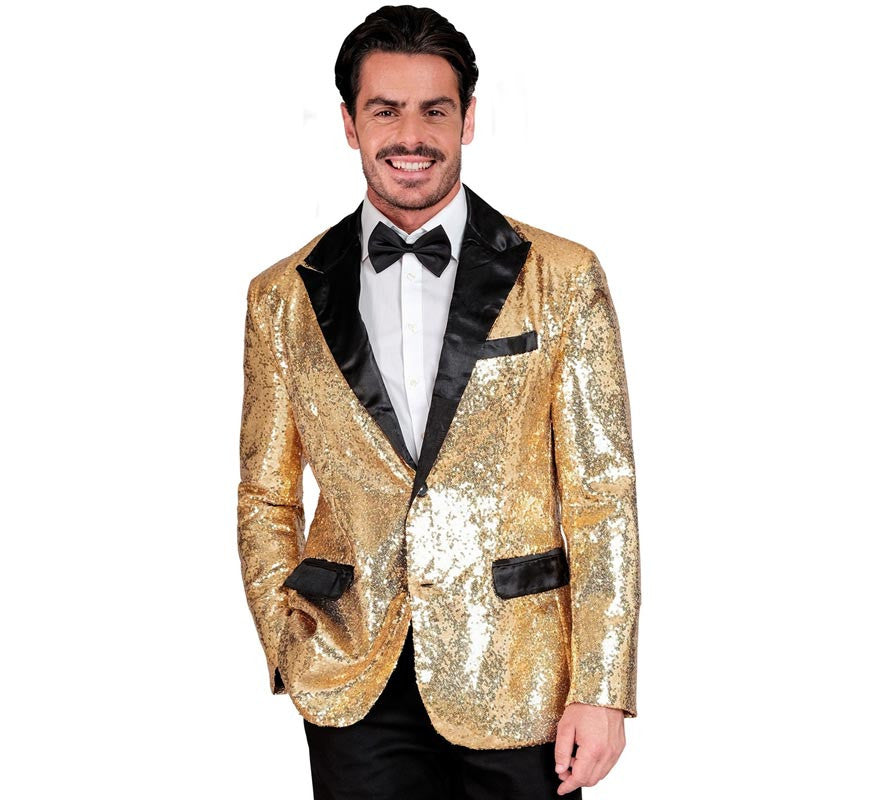 Translation missing: it.Chaqueta de Fiesta dorado y negro con lentejuelas para hombre