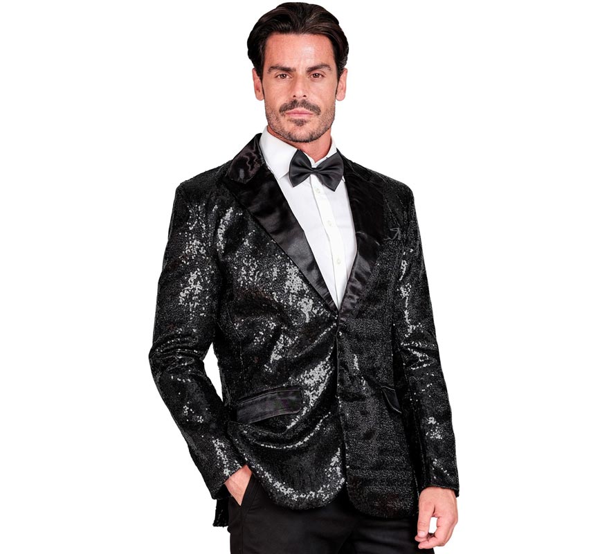 Translation missing: es.Chaqueta de Fiesta negro con lentejuelas para hombre