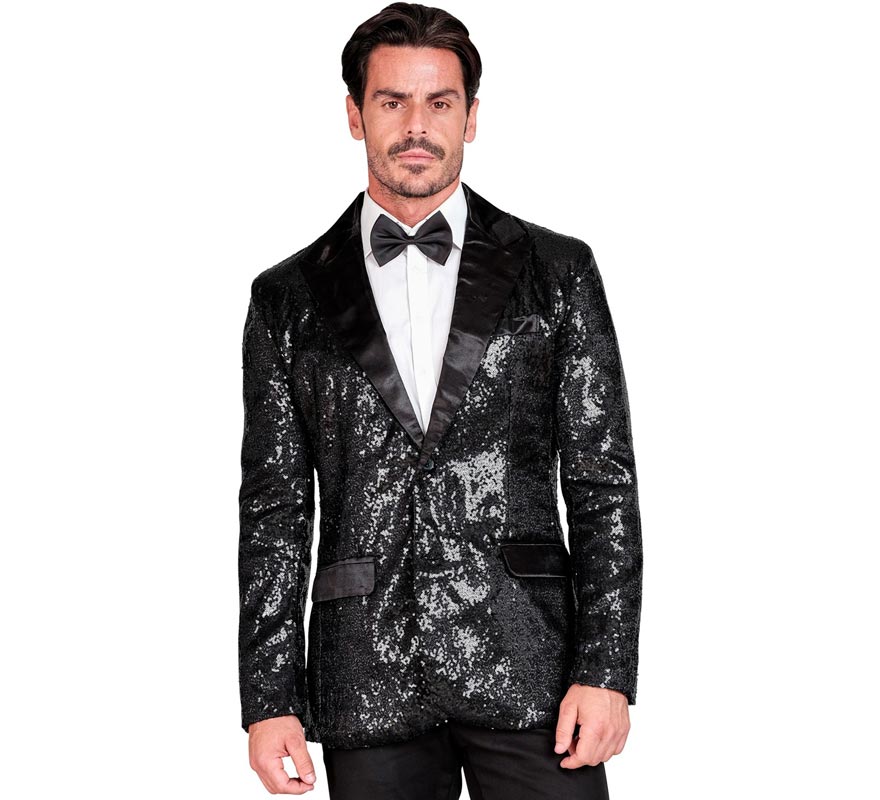 Translation missing: it.Chaqueta de Fiesta negro con lentejuelas para hombre