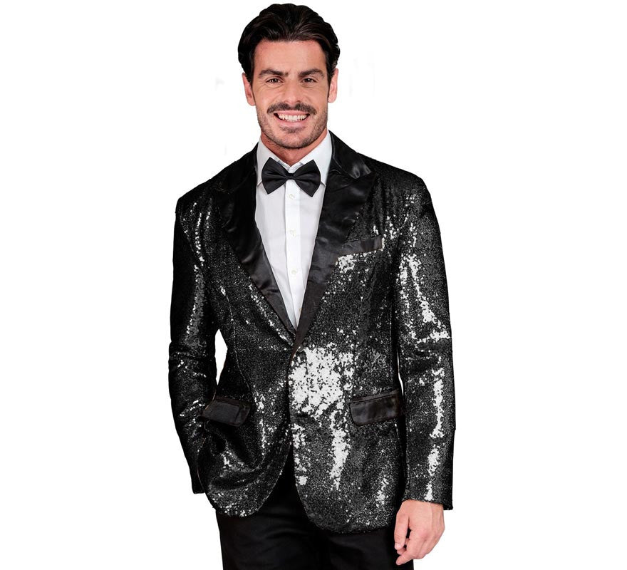 Translation missing: es.Chaqueta de Fiesta negro con lentejuelas para hombre