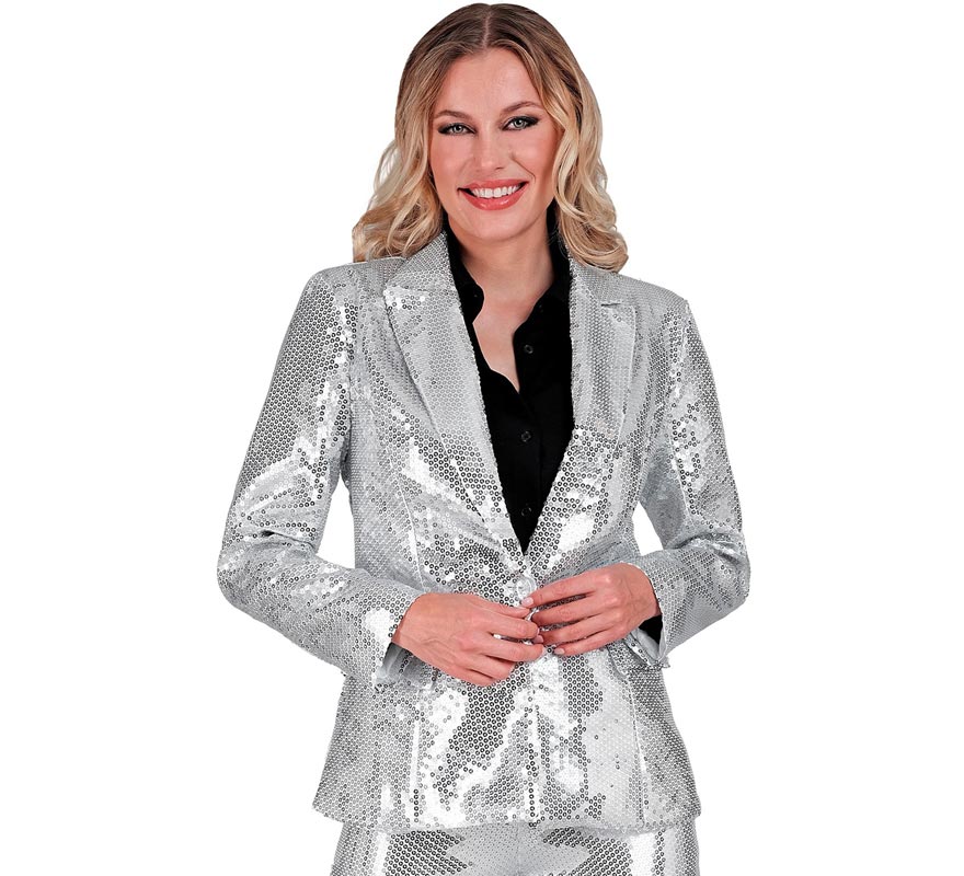 Translation missing: it.Chaqueta de Fiesta plateada con lentejuelas para mujer