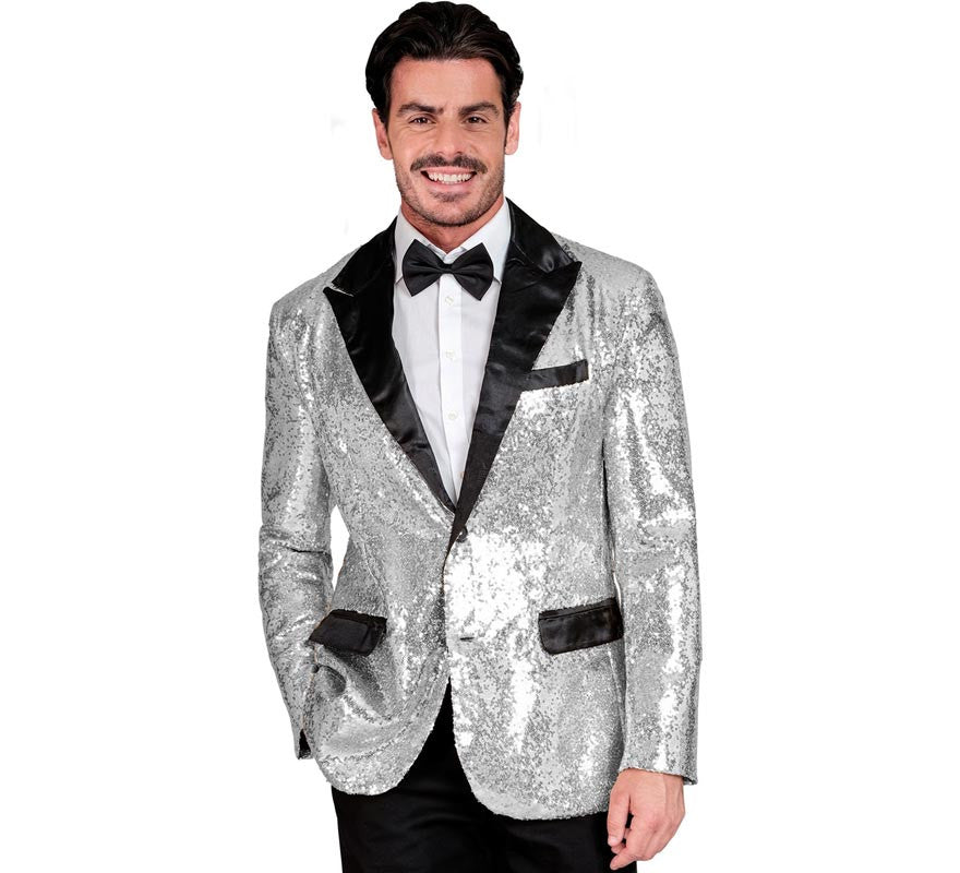 Translation missing: it.Chaqueta de Fiesta plateado y negro para hombre