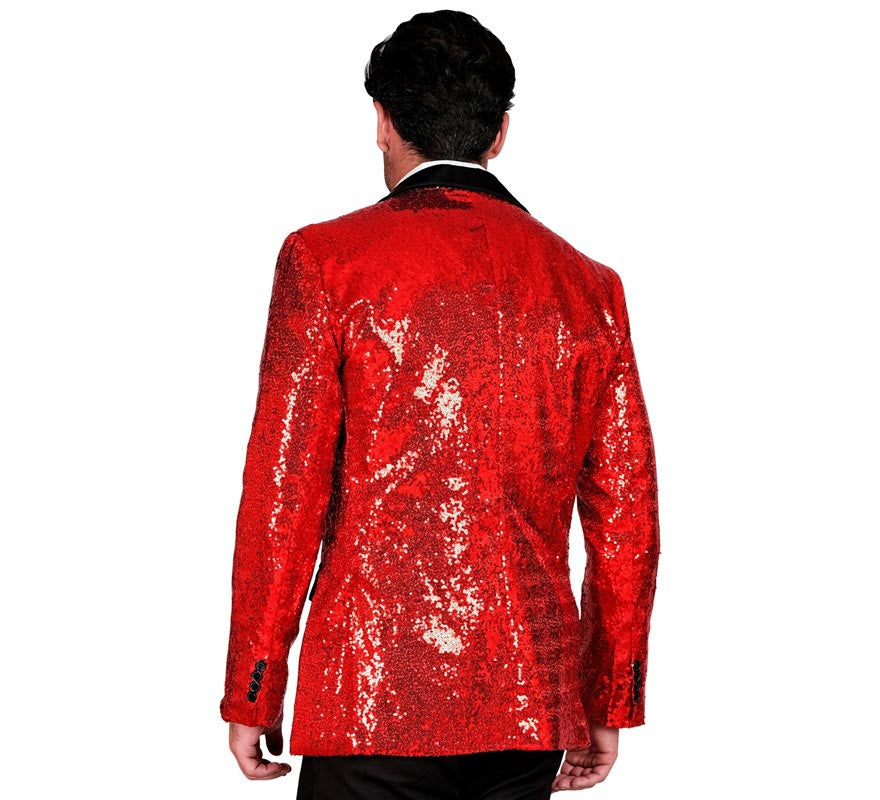 Translation missing: it.Chaqueta de Fiesta rojo y negro con lentejuelas para hombre
