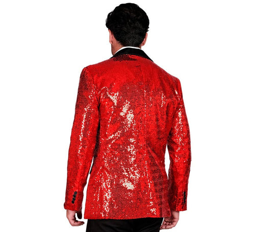 Chaqueta de Fiesta rojo y negro con lentejuelas para hombre