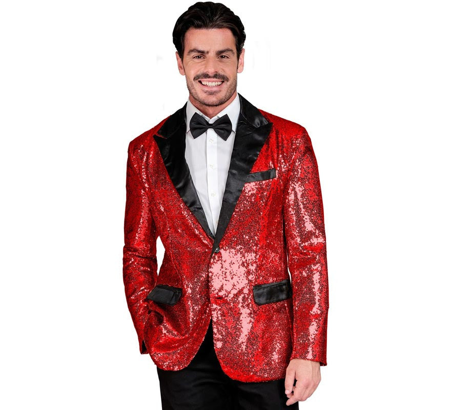 Translation missing: it.Chaqueta de Fiesta rojo y negro con lentejuelas para hombre