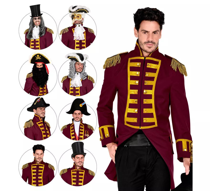 Translation missing: it.Disfraz o Chaqueta de Frac Burgundy Desfile para hombre