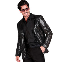 Giacca moda discoteca nera con paillettes per uomo