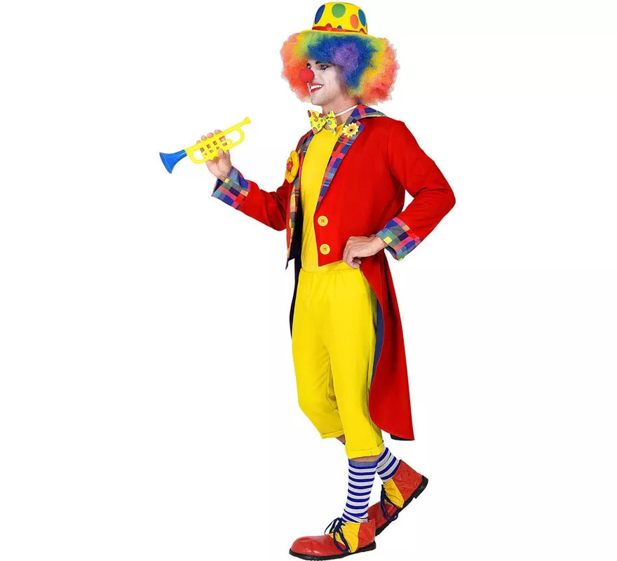 Disfraz o Chaqueta de Payaso Rojo y Amarillo para hombre