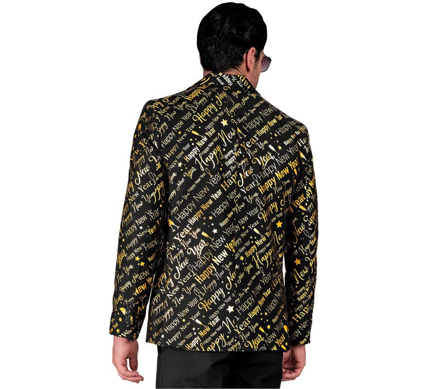 Translation missing: es.Chaqueta Feliz Año Nuevo negro y dorado para hombre