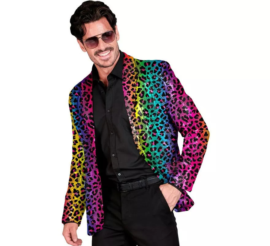Translation missing: it.Disfraz o Chaqueta Fiesta animal print leopardo multicolor para hombre