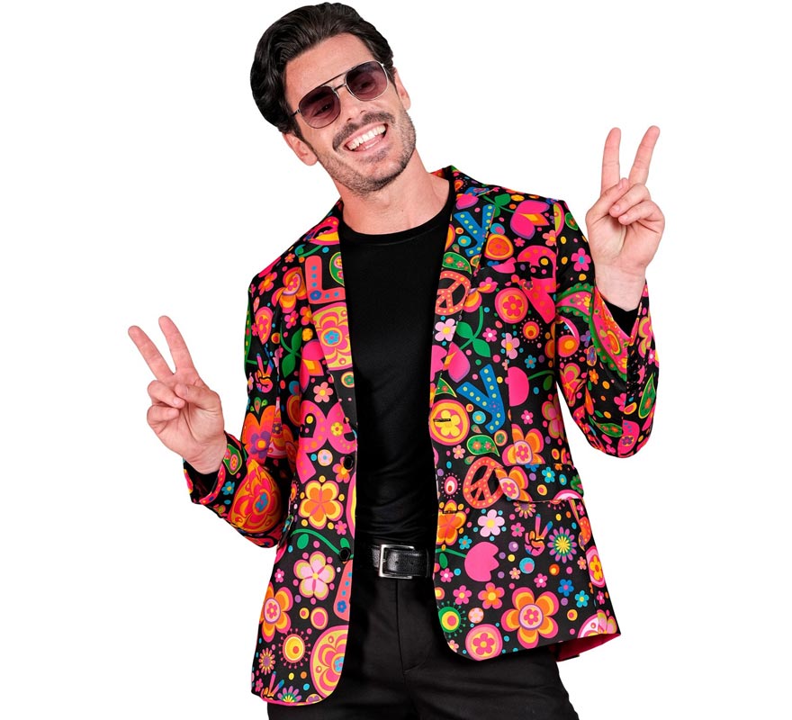 Chaqueta Fiesta Peace Hippie multicolor para hombre