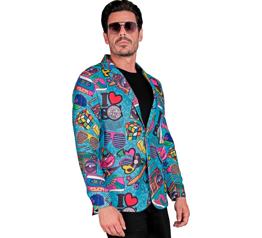 Translation missing: it.Chaqueta Fiesta Retro años 80 azul para hombre