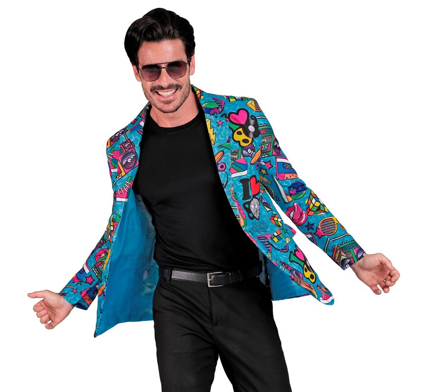 Translation missing: it.Chaqueta Fiesta Retro años 80 azul para hombre