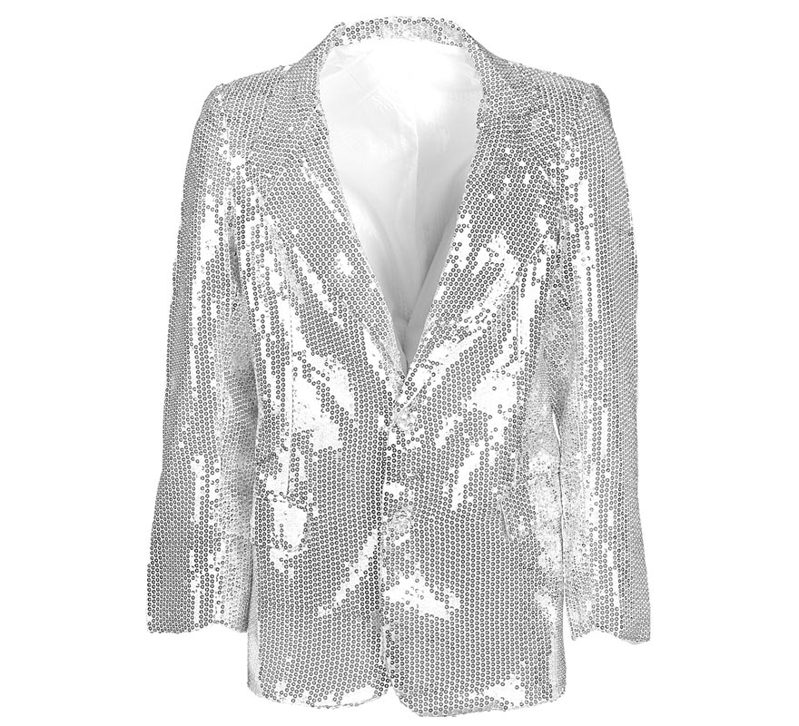 Translation missing: it.Chaqueta plateado con lentejuelas años 80 para hombre