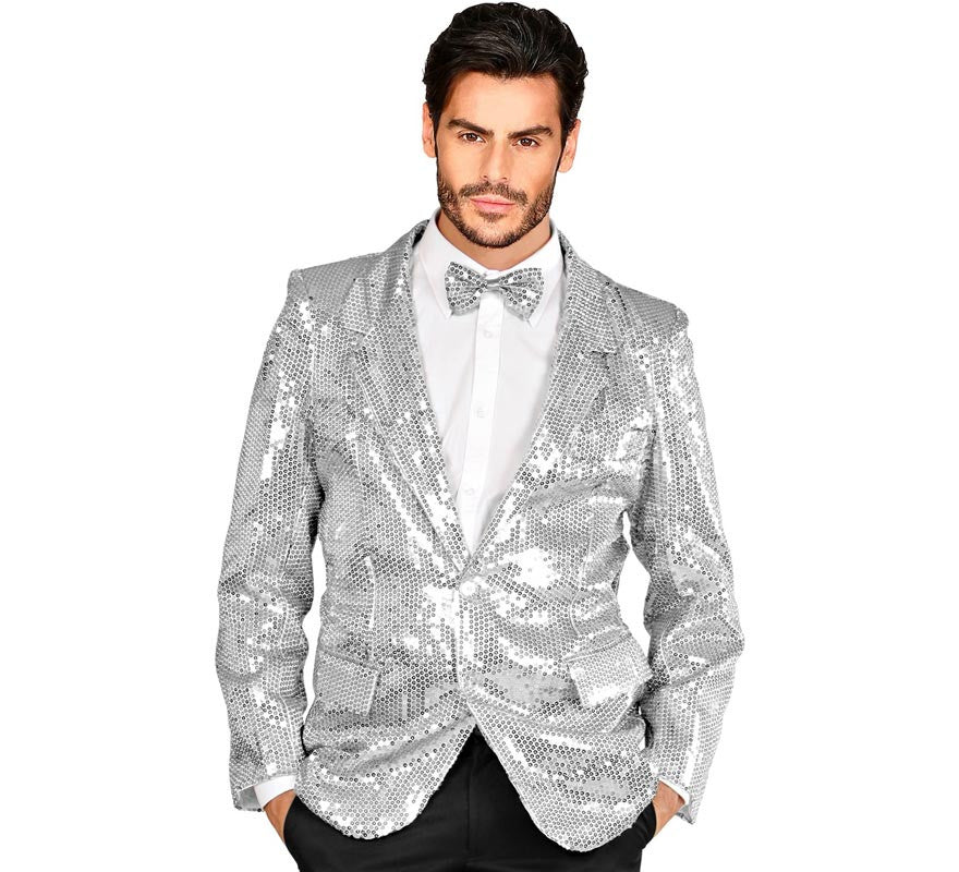 Translation missing: it.Chaqueta plateado con lentejuelas años 80 para hombre