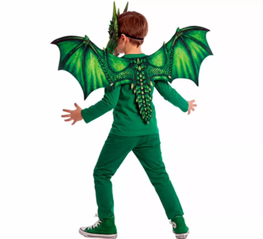 Disfraz o Kit de Dragón para niños: Máscara y Alas