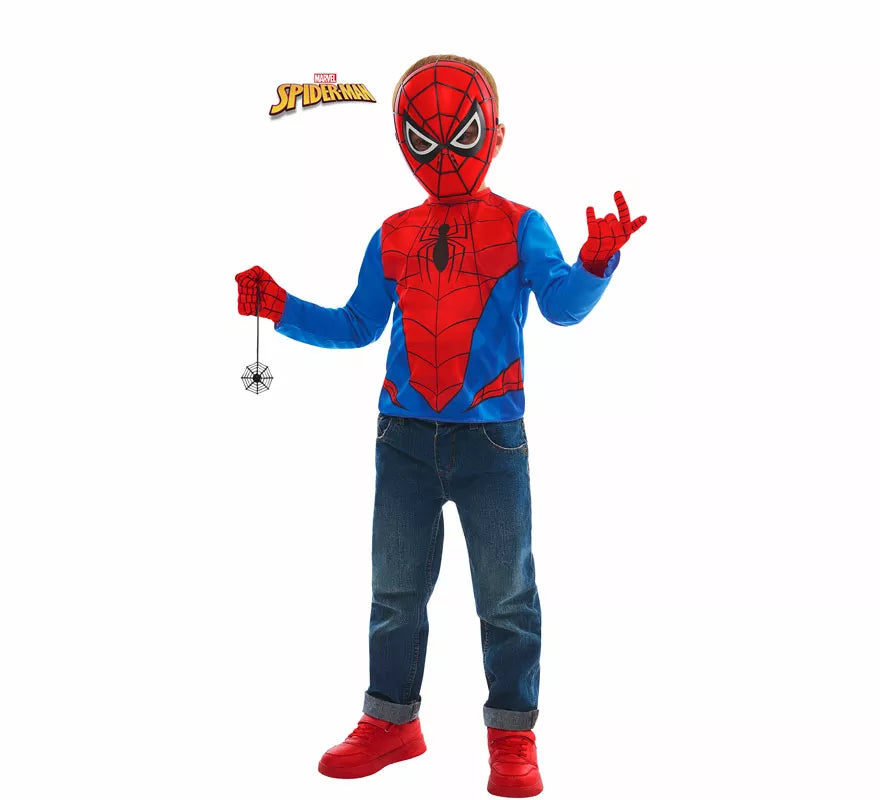 Translation missing: it.Disfraz o Kit de Spiderman para niño: Camiseta, Telaraña, Máscara y Guantes