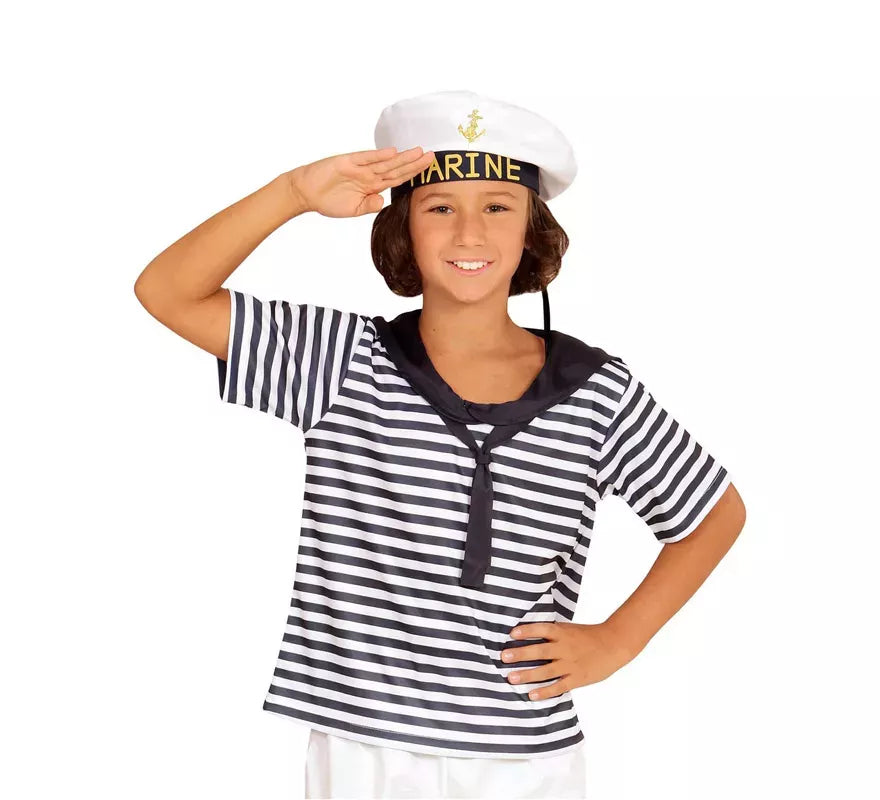 Translation missing: it.Disfraz o Kit Marinero Clásico a Rayas Infantil: Camiseta y Gorra