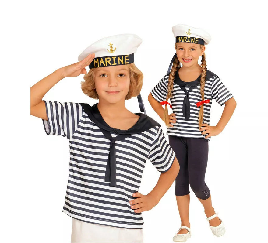 Translation missing: it.Disfraz o Kit Marinero Clásico a Rayas Infantil: Camiseta y Gorra