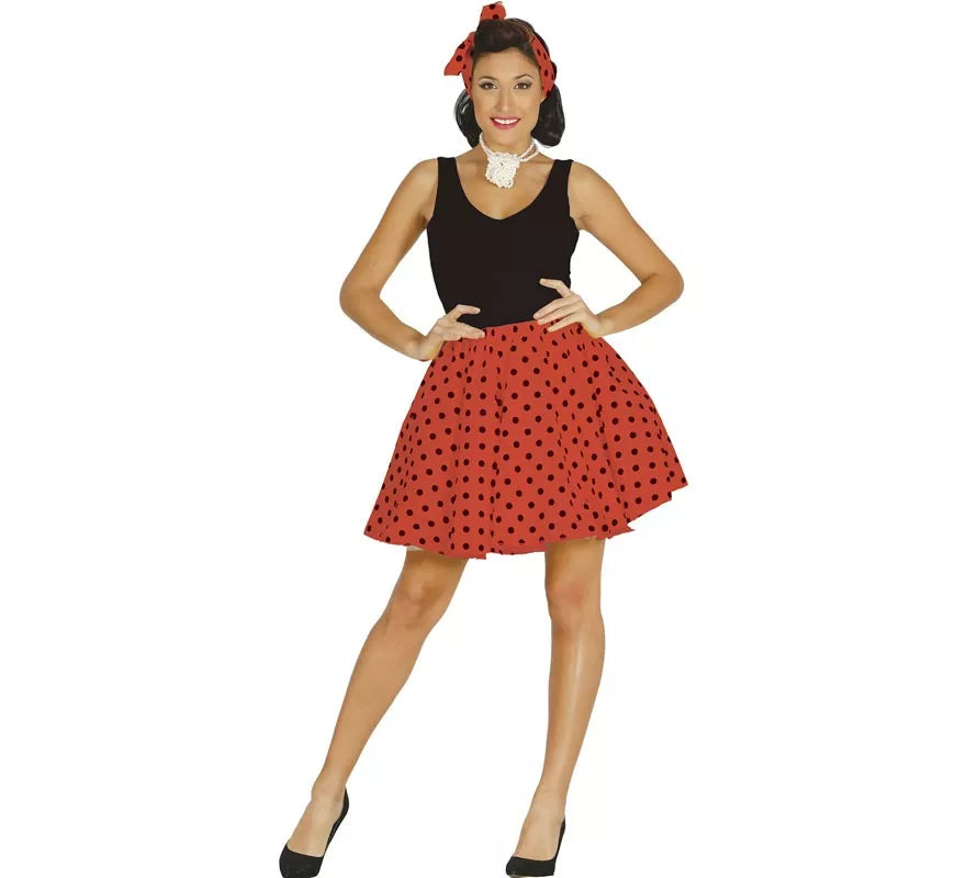 Translation missing: it.Disfraz o Kit Pin Up de los 50 Rojo para mujer: Falda y Lazo