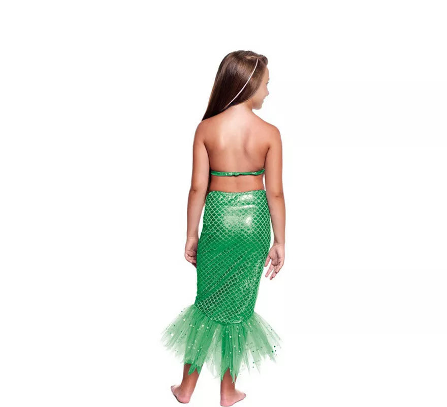 Translation missing: it.Disfraz o Kit Sirena Verde para niña: Top y Falda
