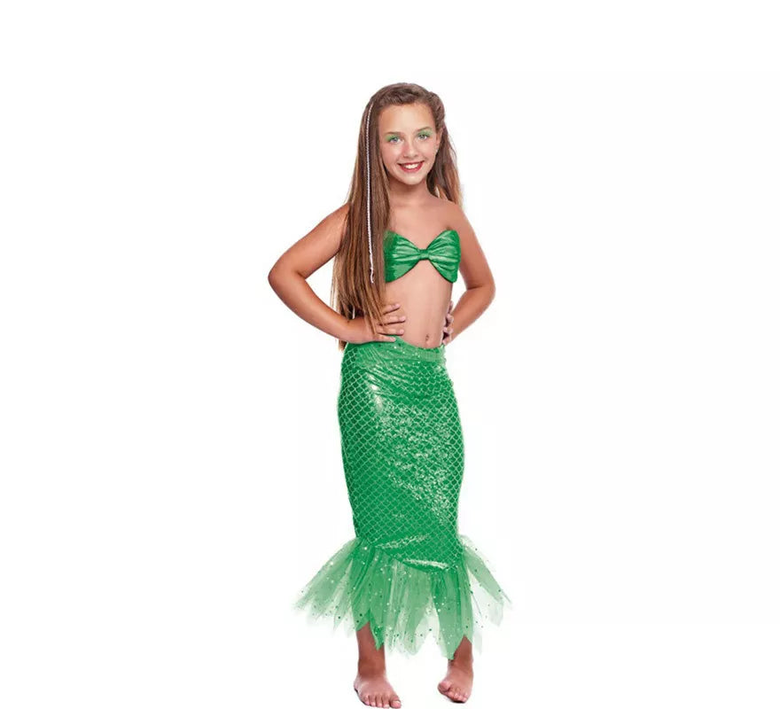 Translation missing: it.Disfraz o Kit Sirena Verde para niña: Top y Falda