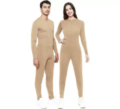 Costume o tuta beige con chiusura frontale per adulti
